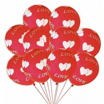 Kırmızı Love Baskılı 10 lu Helyum Balon