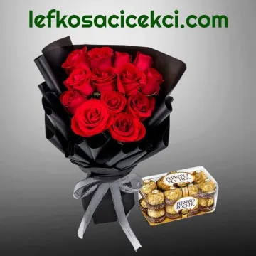 13 Kırmızı Gül Buketi ve Çikolata