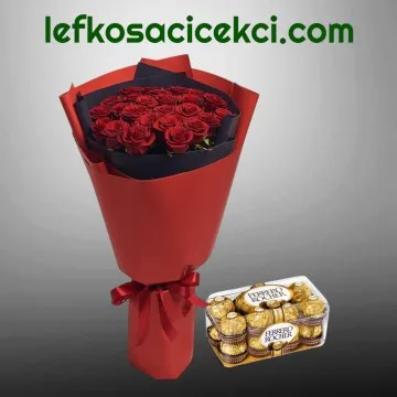 25 Kırmızı Gül Buketi ve Çikolata