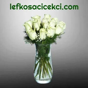 Vazoda 15 Beyaz Gül